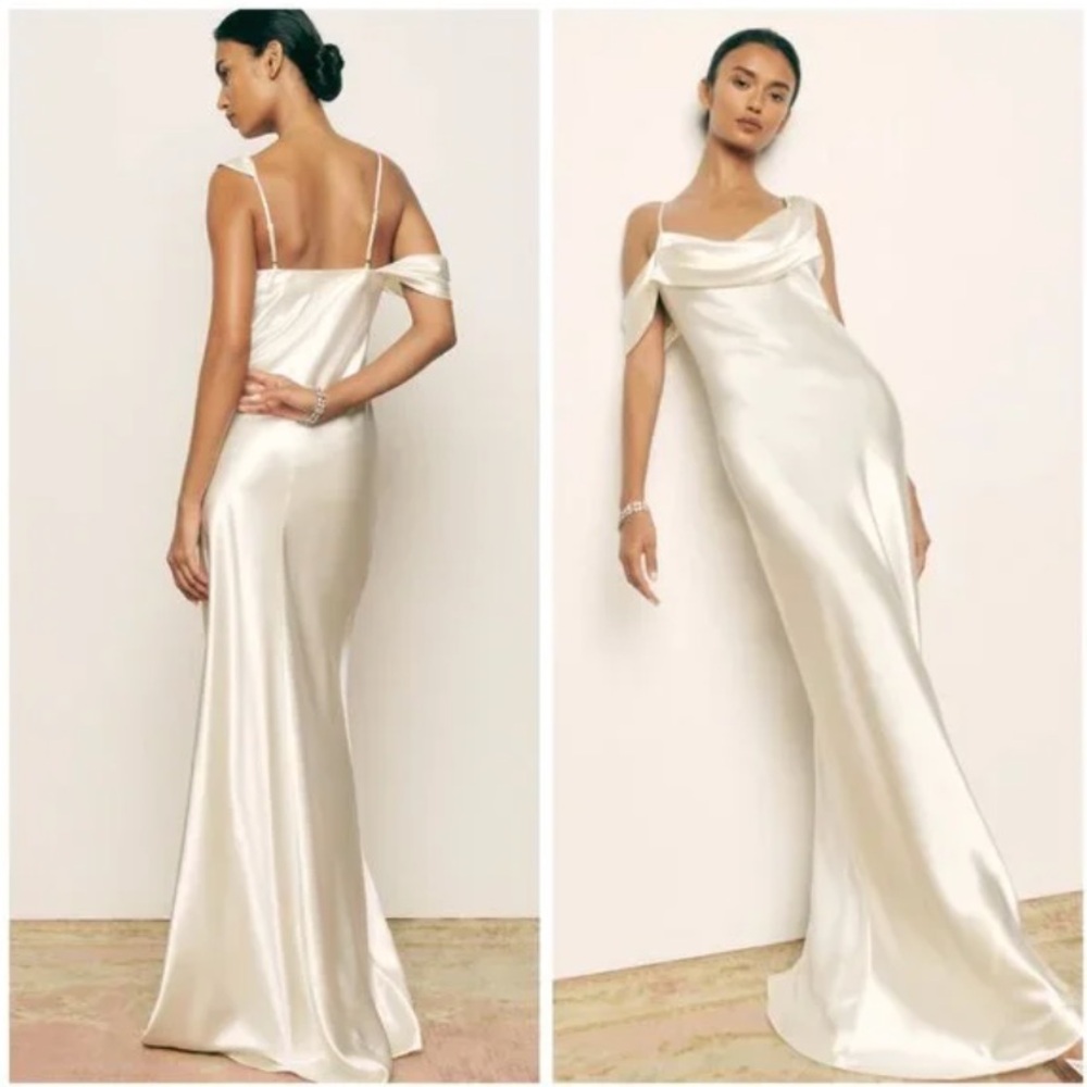 COPY - Reformation RONDA White Ivory Silk Maxi Dress Gown Size 8 Wedding - with…